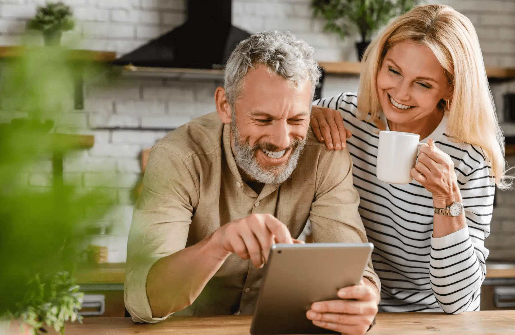 Family reviewing options and looking positive